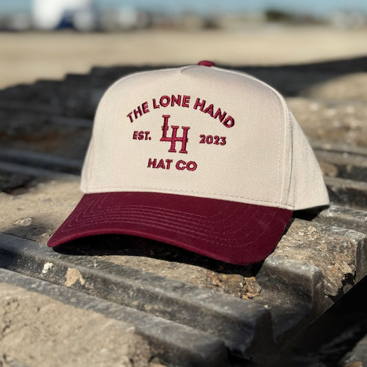 The LH Brand Maroon on Khaki | The Lone Hand Hat Co