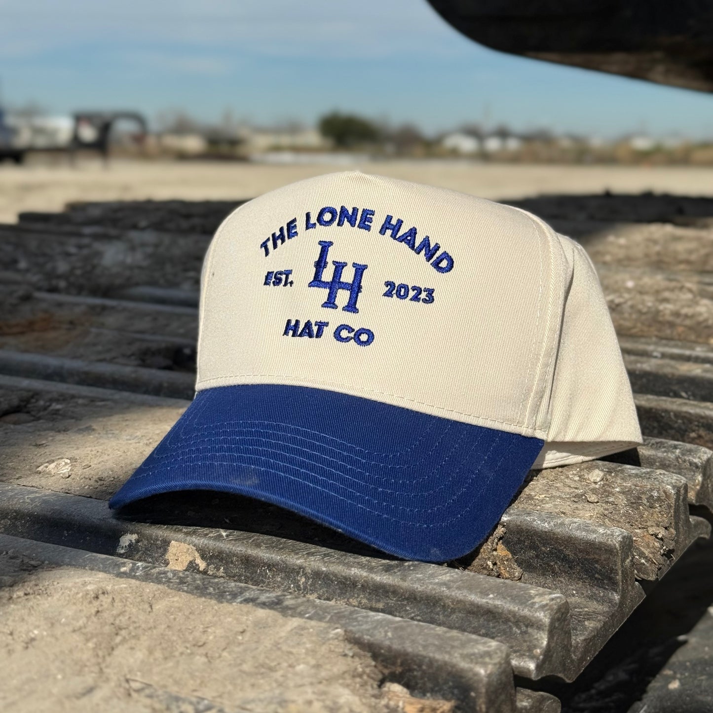 The LH Brand Blue on Natural | The Lone Hand Hat Co